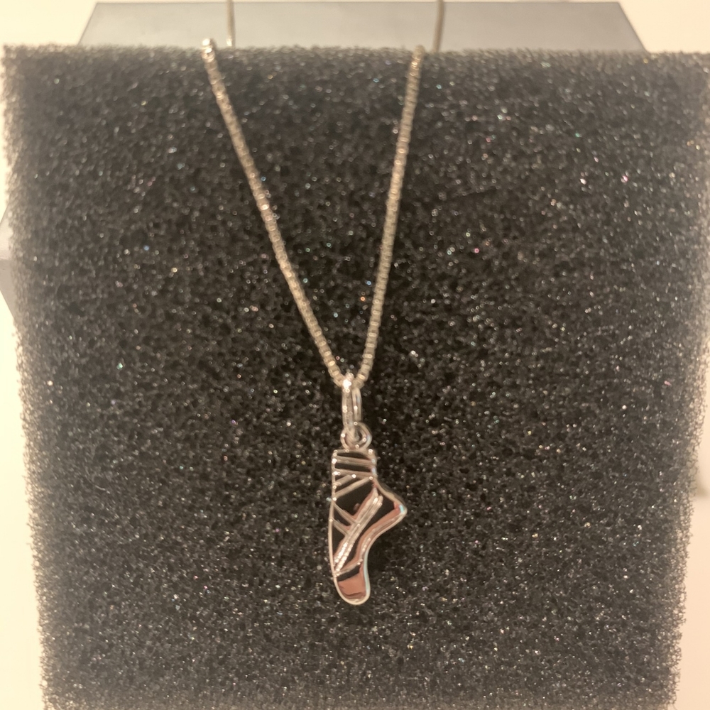 Sterling silver ballet slipper charm necklace